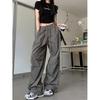 "Women's American Retro High-Waist Drawstring Wide-Leg Overalls - Summer Trendy Floor-Length Pants"