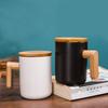 Nordic Style Ceramic Mug With Wooden Handle Office Coffee Cup Custom Print Gift Set Business Daily Use