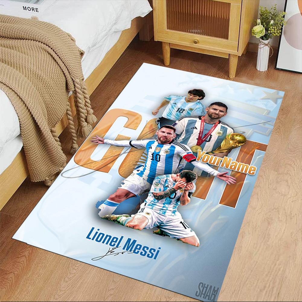 Messi Customize Your Name Carpet Suitable for Hallway Game Room Outdoor Living Rooms Antislip Carpet Decorate Offices Perfect Gift for Friends & Famil