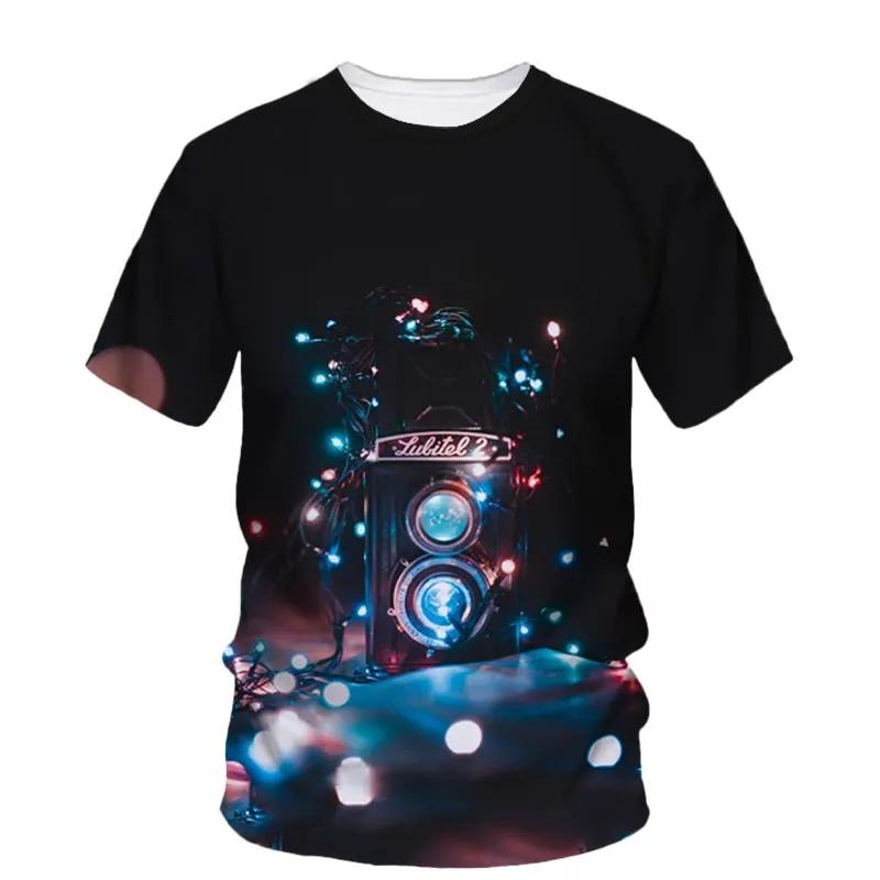 Fashion New Camera Photography Pattern Men's Printed T-shirt Street Harajuku O-neck Extra Large Short Sleeved Top