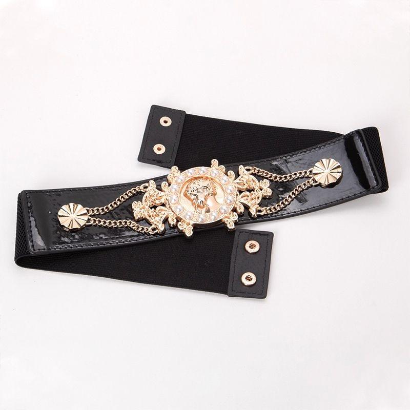 Elastic rhinestone waist seal women's elastic versatile decoration with coat dress suit jacket wide belt waist