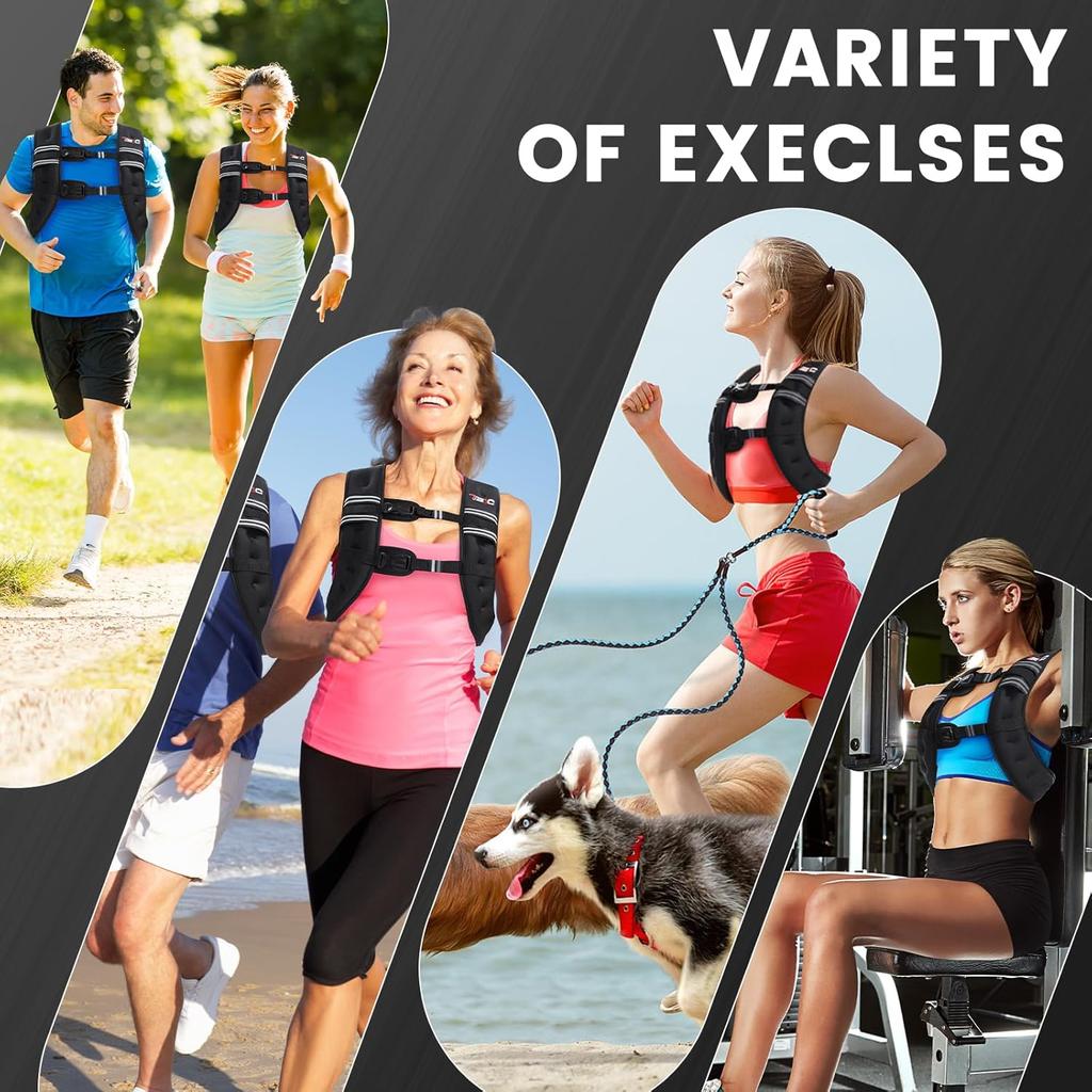 3KG 5KG Damen Gewichtsweste zum Gehen, Krafttraining Gewichtswesten für Herren, Fitnessweste mit Reflexstreifen für Workout Laufen Joggen