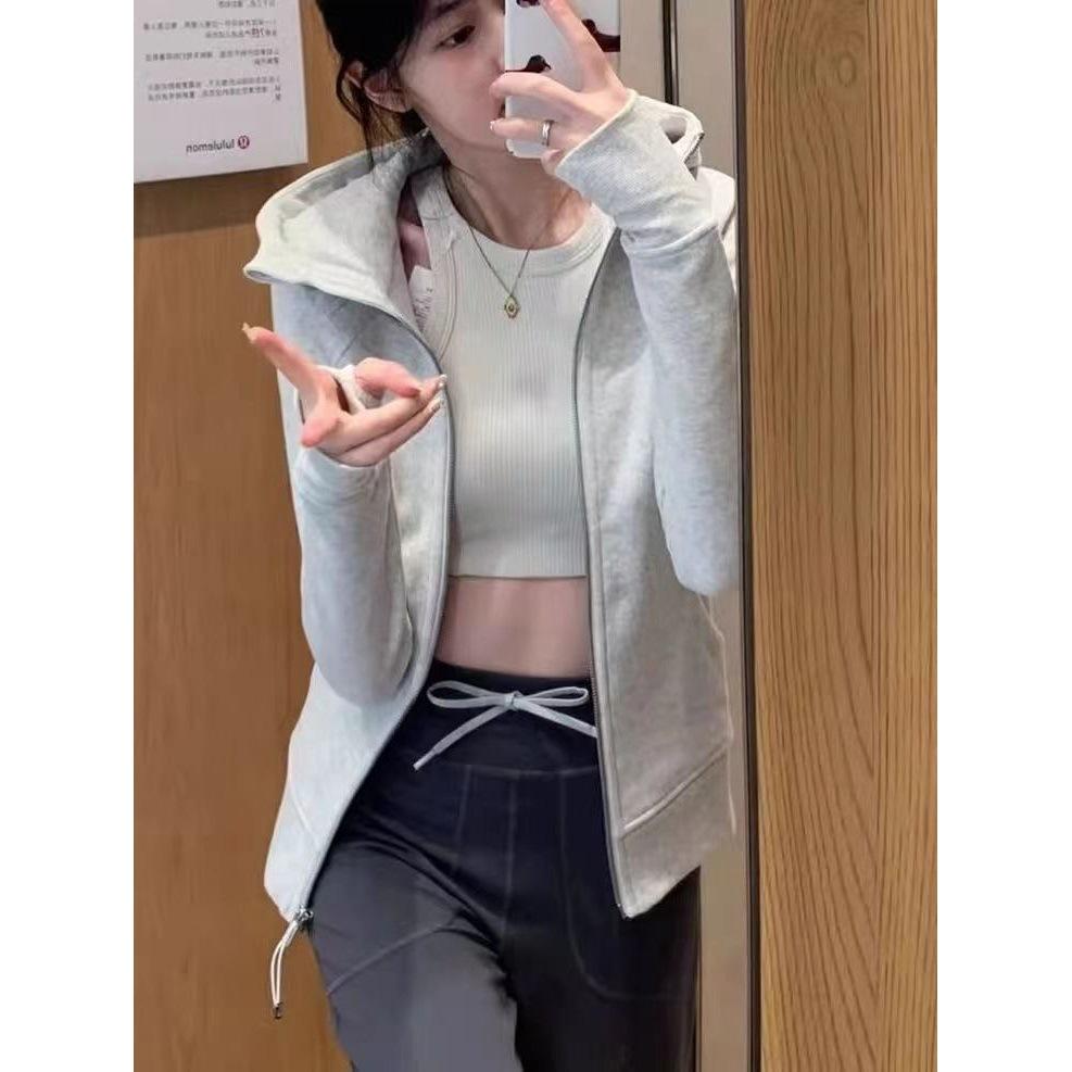 New Spring Slimming Hooded Zip-Up Sweatshirt - Korean Style