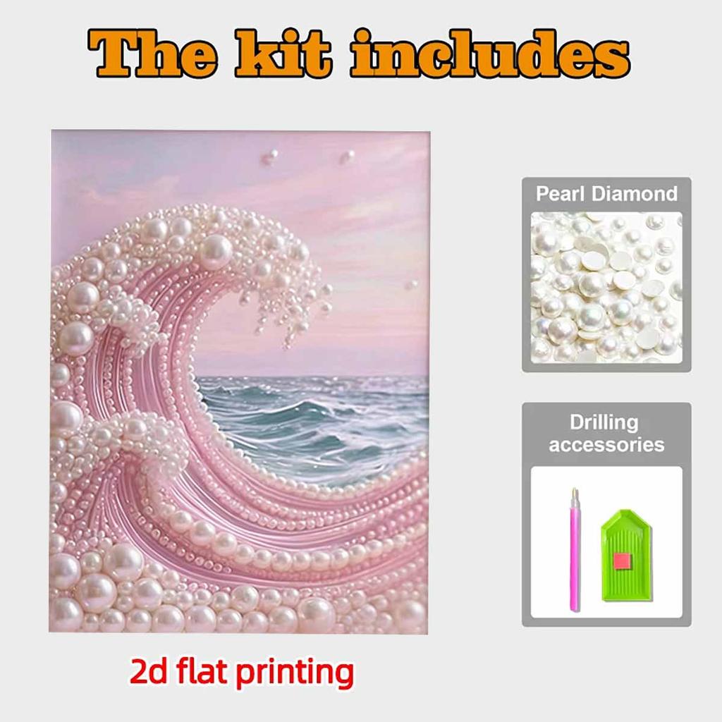 Pearl Wave DIY Diamond Art Kits 15.7x19.6inch Gem Art Diamond Painting Kits Without Frame for Adults Gift Idea Home Wall Decor