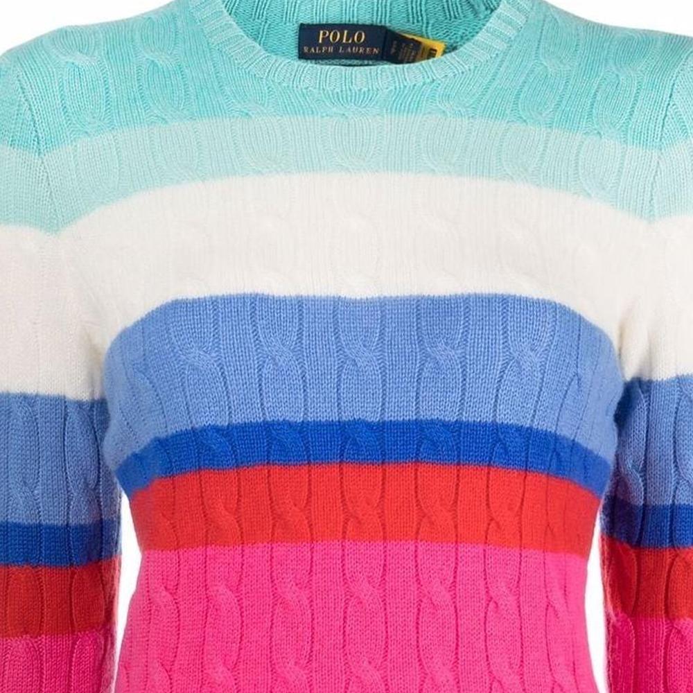 Polo Ralph Lauren FW22 Colorful Striped Cashmere Sweater Women sweater Blue 211856723-001