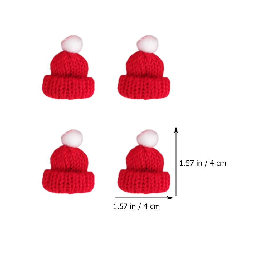 Kleine Weihnachtsmannmützen Weihnachtspuppenhut Feiertags-Flaschenüberzug Weinflaschendekoration Rot Weiß Gestrickte Weihnachtsmannmütze