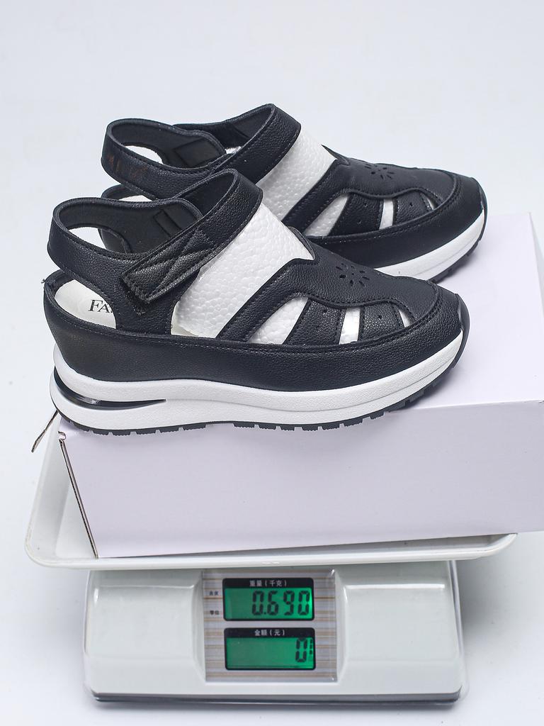 Außenhandel Übergröße Sandalen Damen Frühjahr 2025 neu Europäisch, Amerikanisch und Römisch hohl Klettverschluss Damenschuhe Größe 43