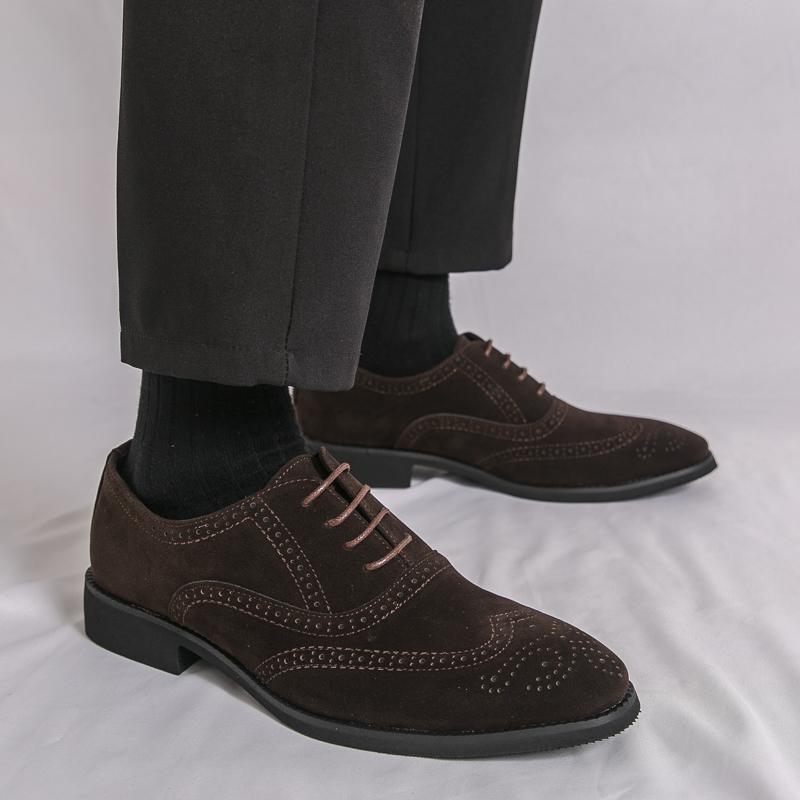 Luxury Fashion Designer New Men's Pointed Black Brown Wedding Oxford Brogues Shoes Male Formal Dress Footwear Zapatos Hombre