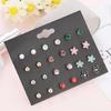 Mixed Heart Star Earrings 30-Pair Stainless Steel Umbrella Stud Earrings Jewelry