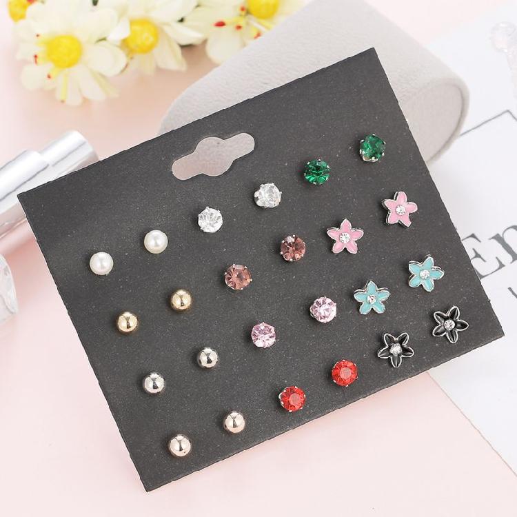Mixed Heart Star Earrings 30-Pair Stainless Steel Umbrella Stud Earrings Jewelry