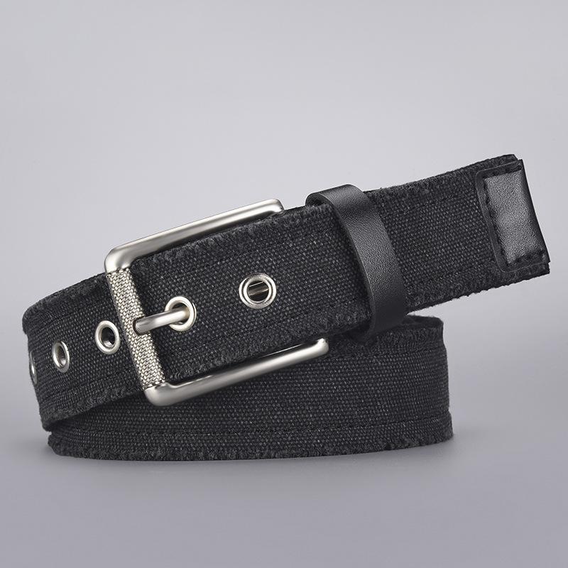 

Ремень из холста, мужской ремень, пряжка, уличный простой ленивый ремень 130cm чёрный