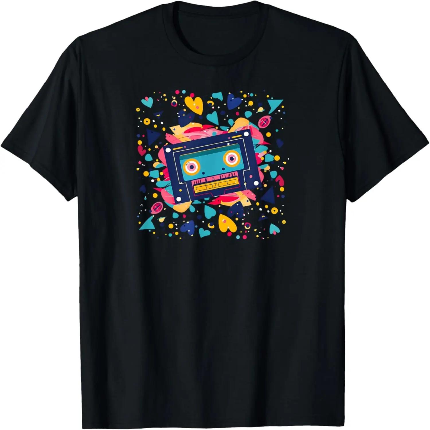 Cassette Tape Hearts Design 90s R&B T-Shirt S