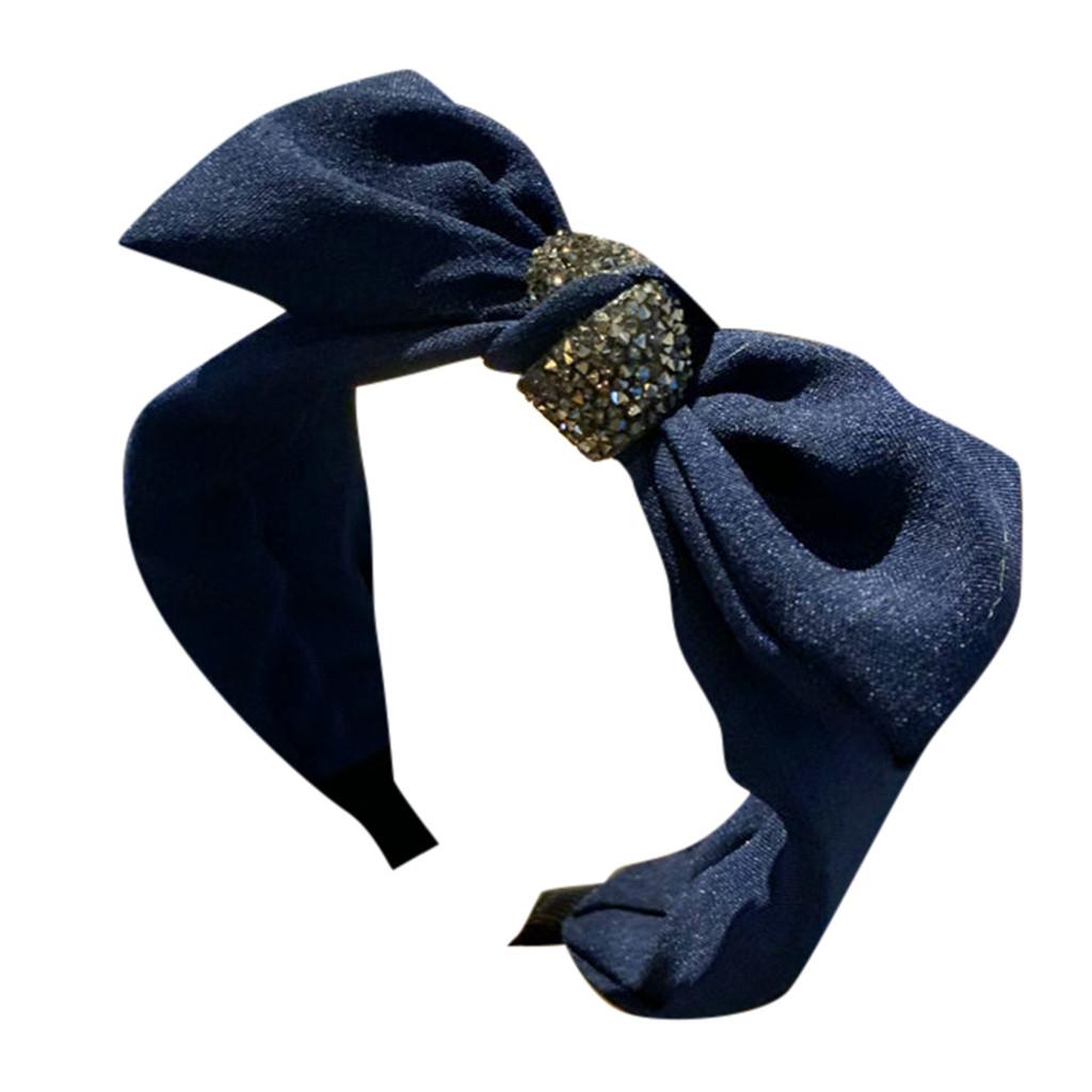 

Женская повязка на голову с бантом, креативная повязка на голову с широкими полями, аксессуары на голову тёмно-синий