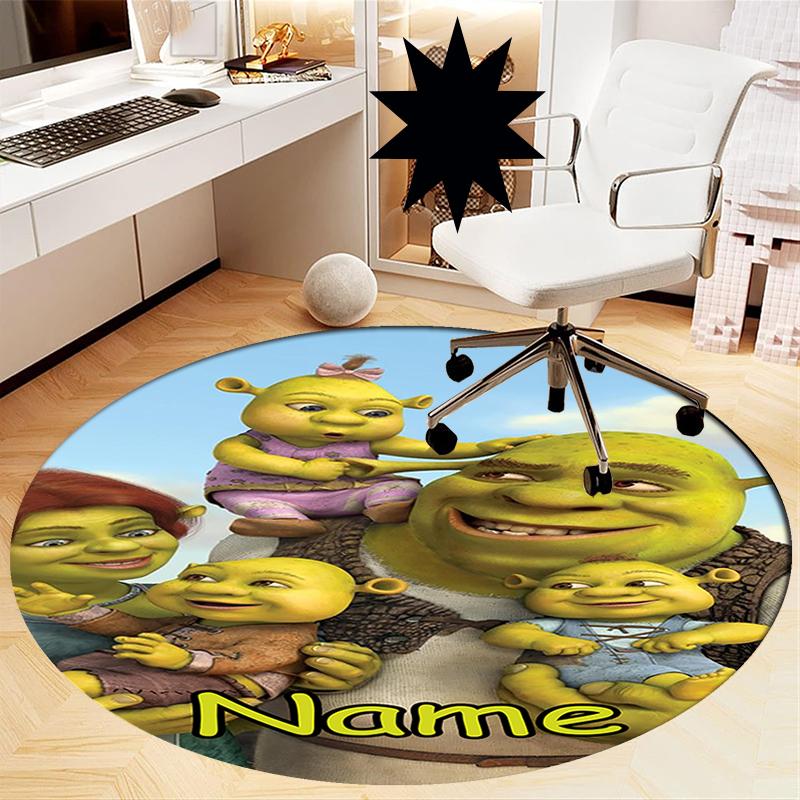 Custom Name Shrek Printed Round Rug Carpet Chair Rug Area Rug Entryway Doormats,for Office Chair Living Room Bedroom Kitchen Room.