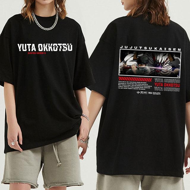Anime Jujutsu Kaisen T Shirt Funny Manga Yuta Okkotsu Short Sleeves Cotton T-shirt Mens Clothes Oversized T Shirts Harajuku Streetwear Tops