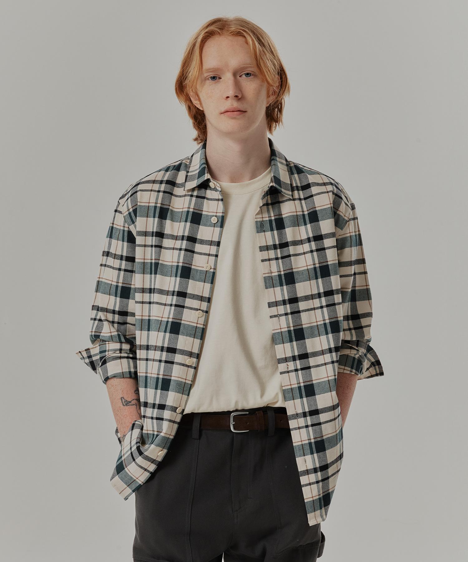 Mind Bridge Check Semi-Oversized Shirt Myws6155 Ge/100