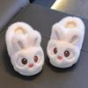 Cartoon Design Comfortable Warm Rabbit Slippers Fluffy Anti Slip Children's Slippers Faux Fur Waterproof Cotton Shoes Boys Girls