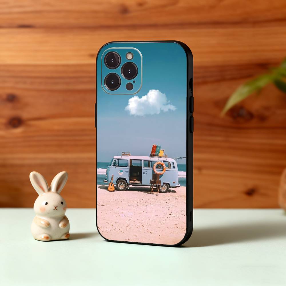 C-Combi V-Van Surfs Phone Case For iPhone17 16 15 14 13 12 11 Pro Max Plus,5G Soft Black Case