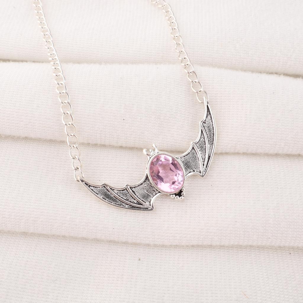Morganite Pendant, Handmade Gemstone 925 Solid Sterling Silver Pendant Antique Jewelry, For Engagement Gift