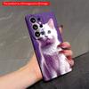 2DFlat Samsung Phone Case White Kitten On Purple Background Phone Case Applicable To Galaxy S23 S24 S25ULTRA S26 A12 A14 A15 A16 A54 A55