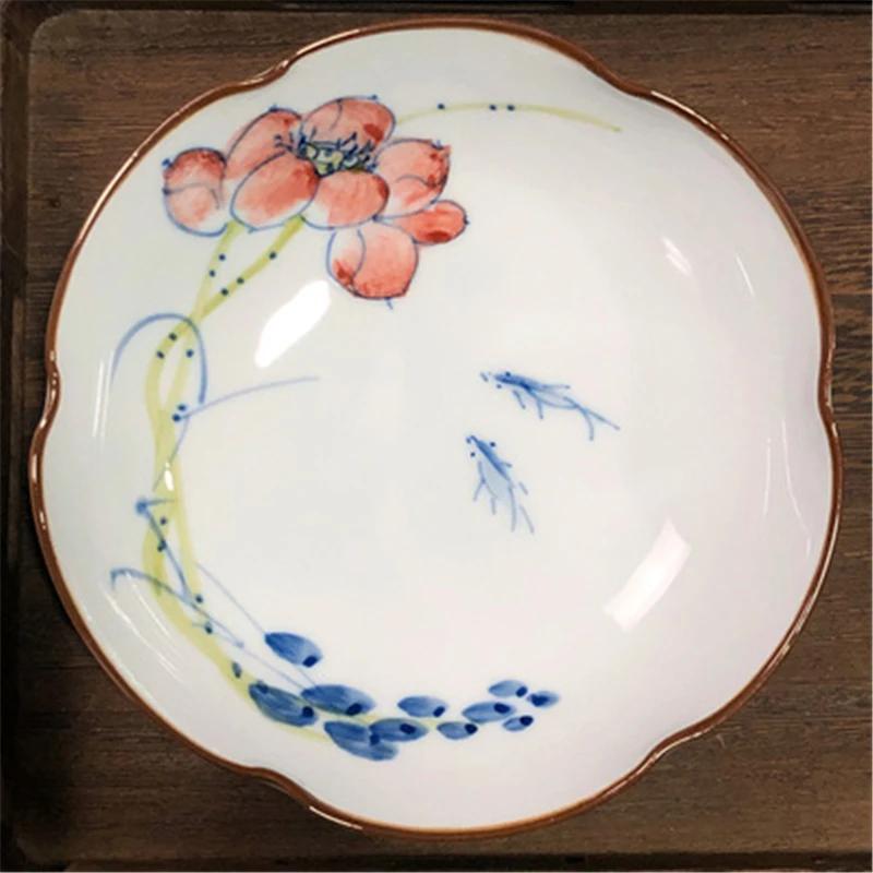 

Керамический поднос для закусок Дзен-десертная тарелка Изысканный винтажный чайный домик Чайный столик поднос для фруктов посуда для закусок Поднос для фруктов в китайском стиле