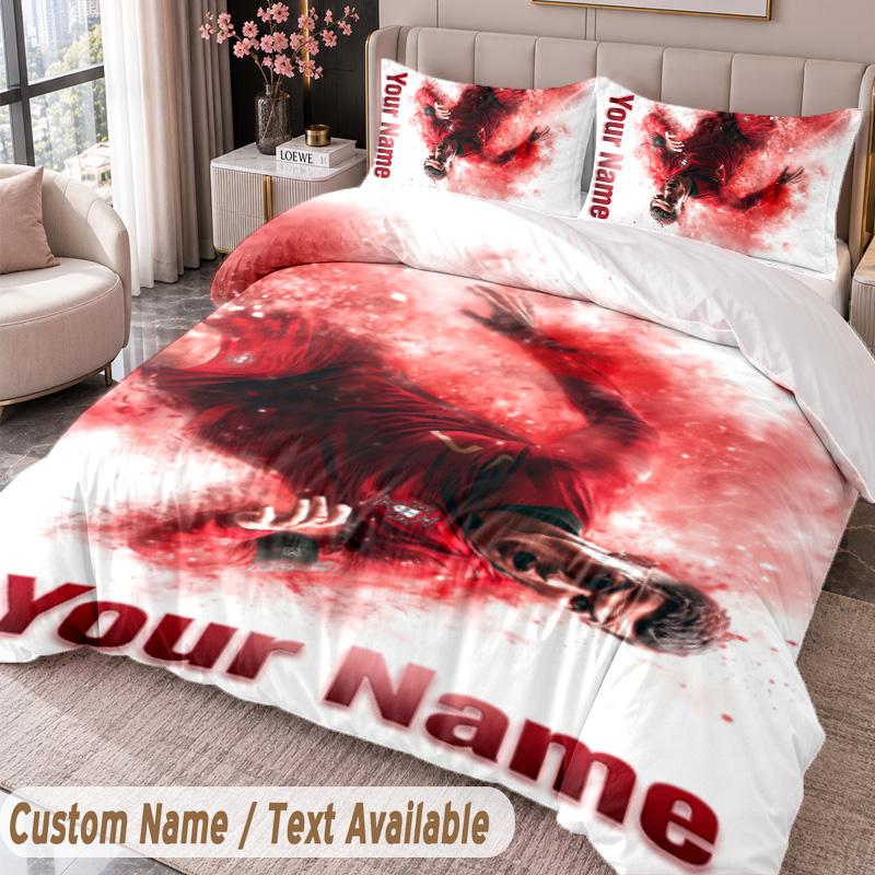 Cristiano Ronaldo Bedwäsche-Set mit Aufdruck Benutzerdefinierter Name Text 1 Bettbezug 2 Kissenbezüge Für Schlafzimmer