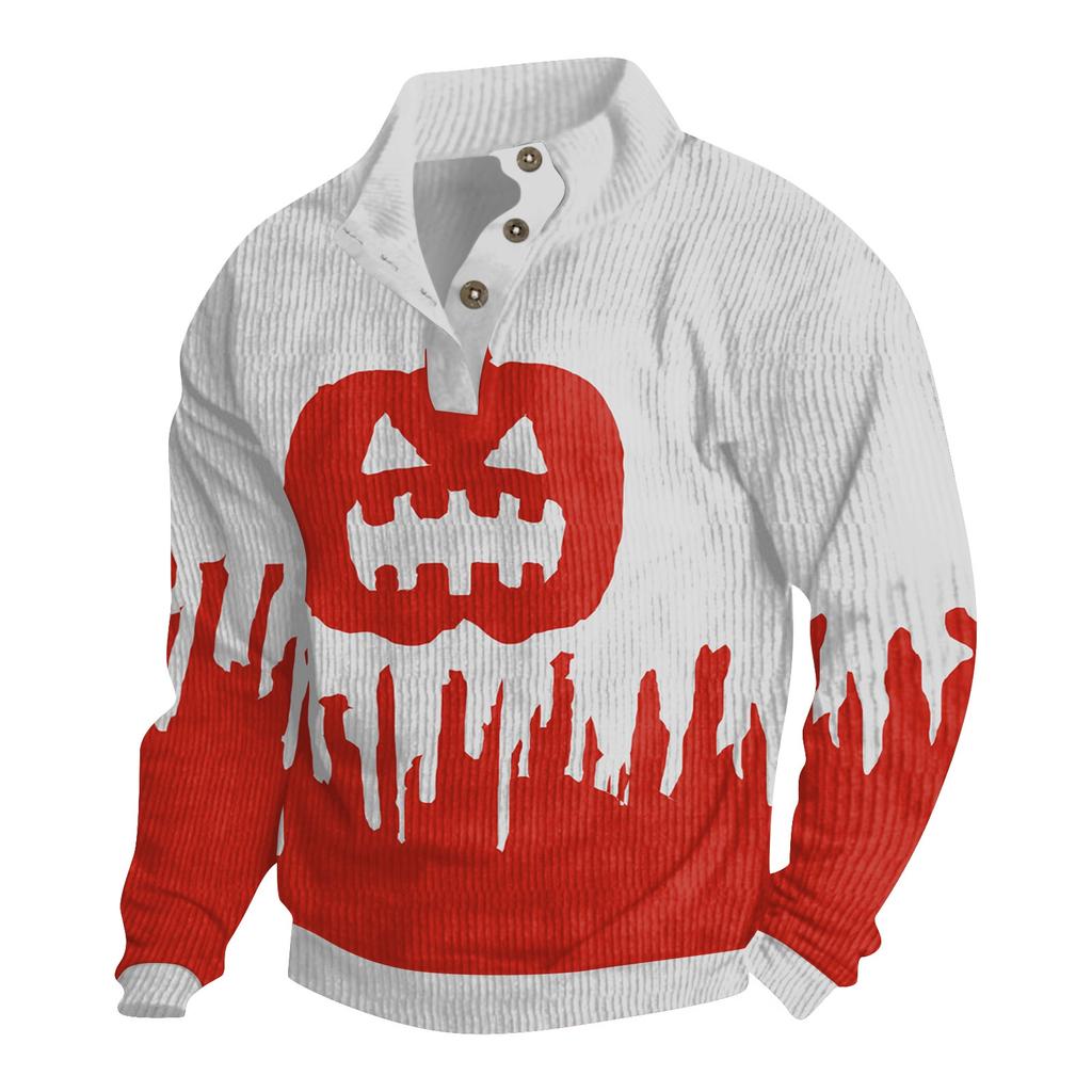 Men's Halloween Printed Corduroy Button Shirt