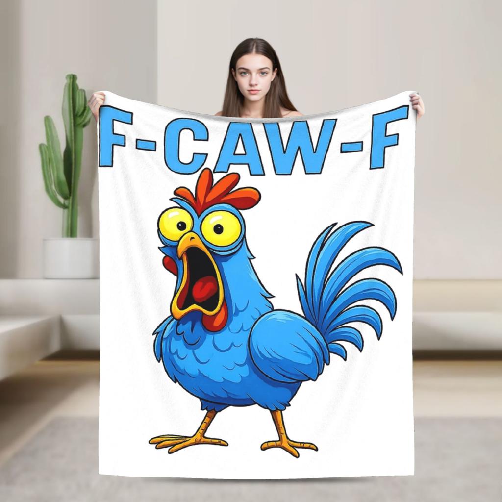 Warm Soft Blanket Girls Boys Picnic F-Caw-F Chicken Cartoon Bedding Throws Flannel Bedspread For Living Room Sofa Bed Cover