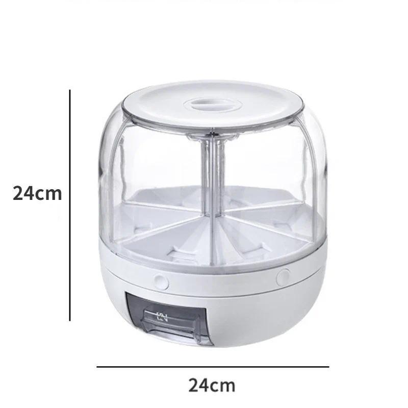 6KG Household Rotatable Rice Dispenser Sealed Dry Grain Bucket Dispenser Moisture-proof Kitchen Food Container Storage Box