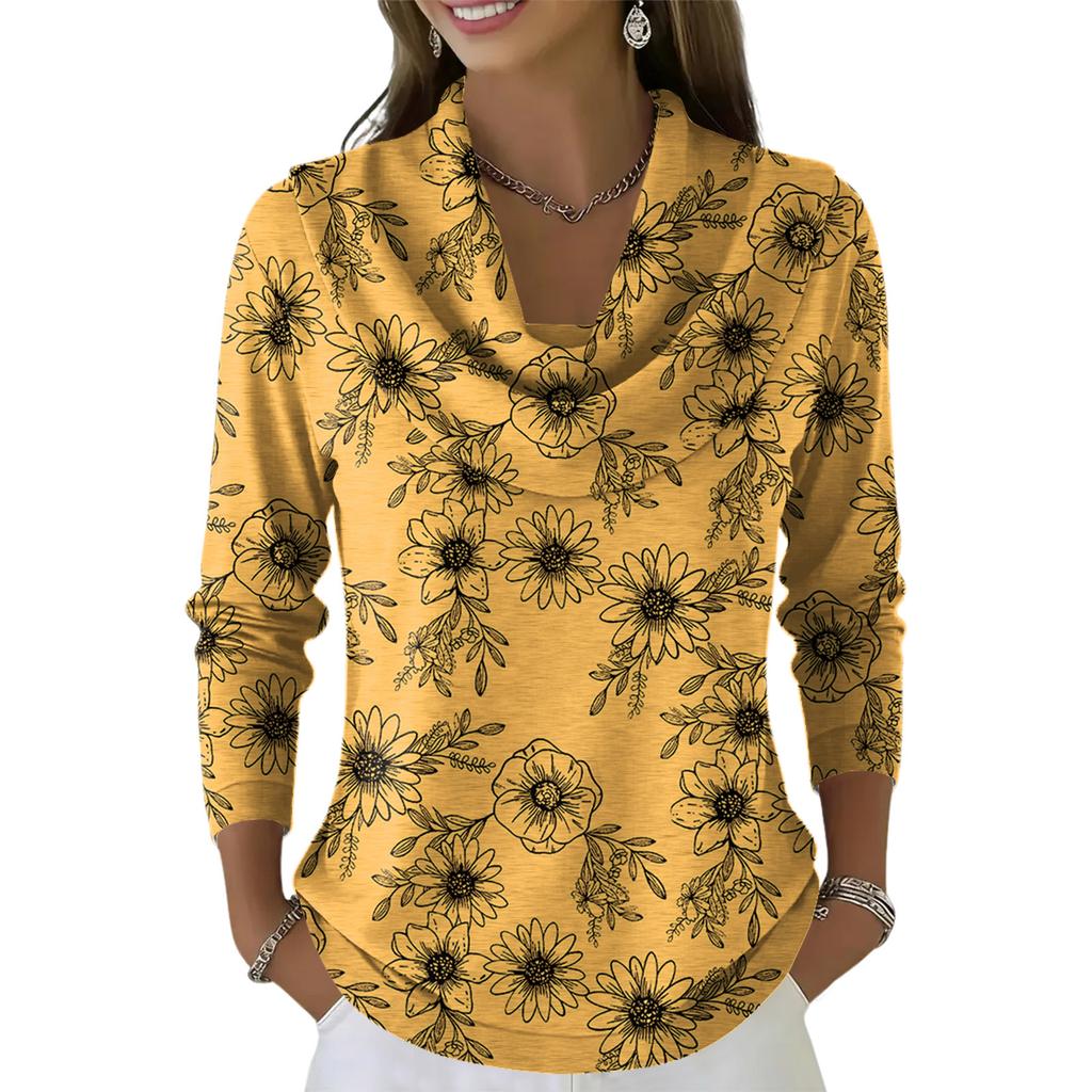 Pulover Top Dama Casual și la Modă cu Gât Rotund și Mânecă Lungă Imprimat