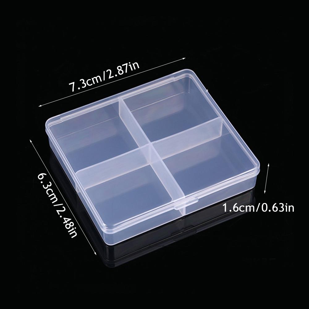 1PC Transparent Plastic Storage Box 4 Grids Translucent Box Packing Box Storage Box Dustproof Strong Jewelry Case Container