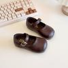2025 Girls' Academy Style Leather Shoes - Spring & Autumn Princess Square Toe Korean Granny Shoes