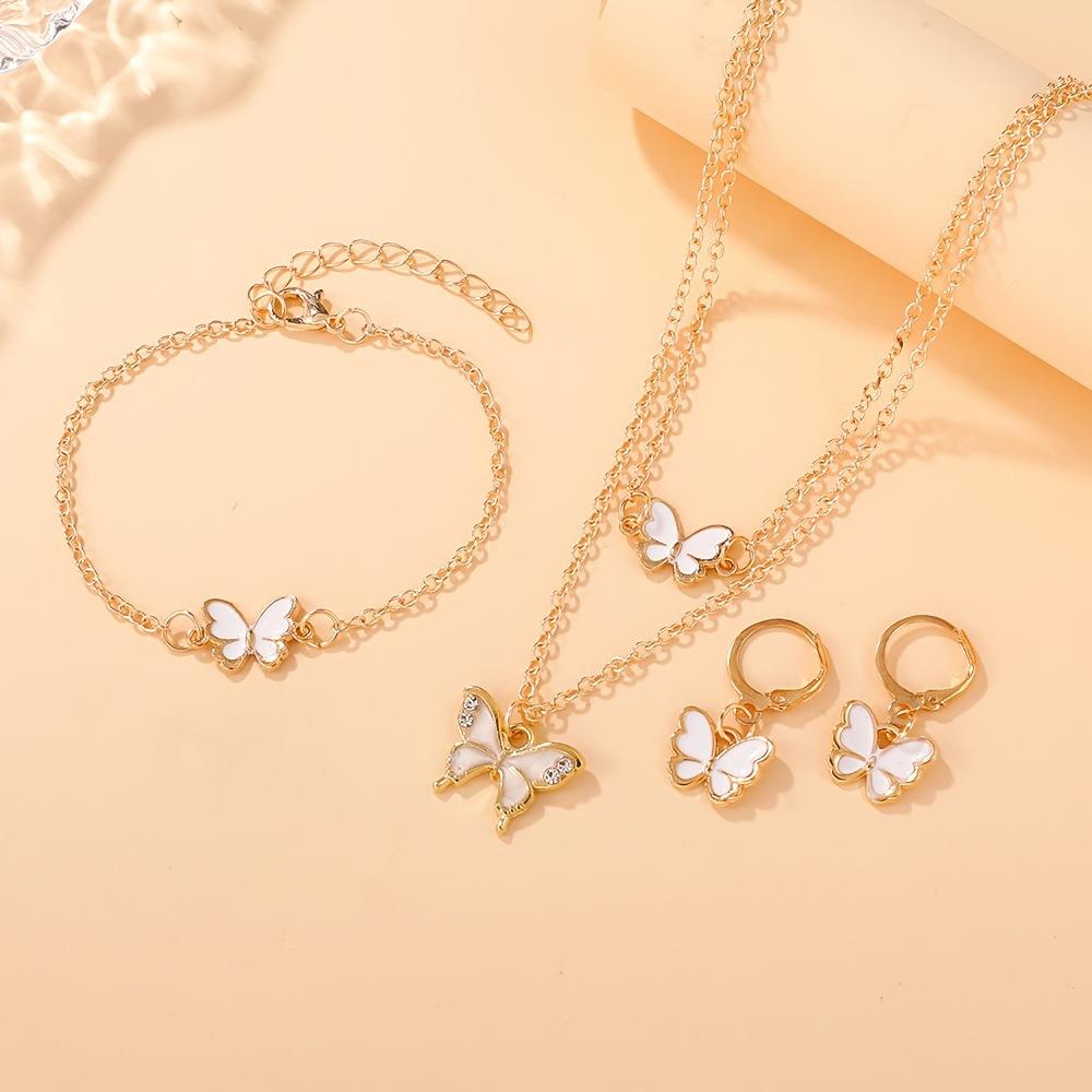 

Romantic Black Butterfly Crystal Jewelry Set for Women Gold Color Necklace Earrings Bracelet Set Wedding Valentine s Day Gift