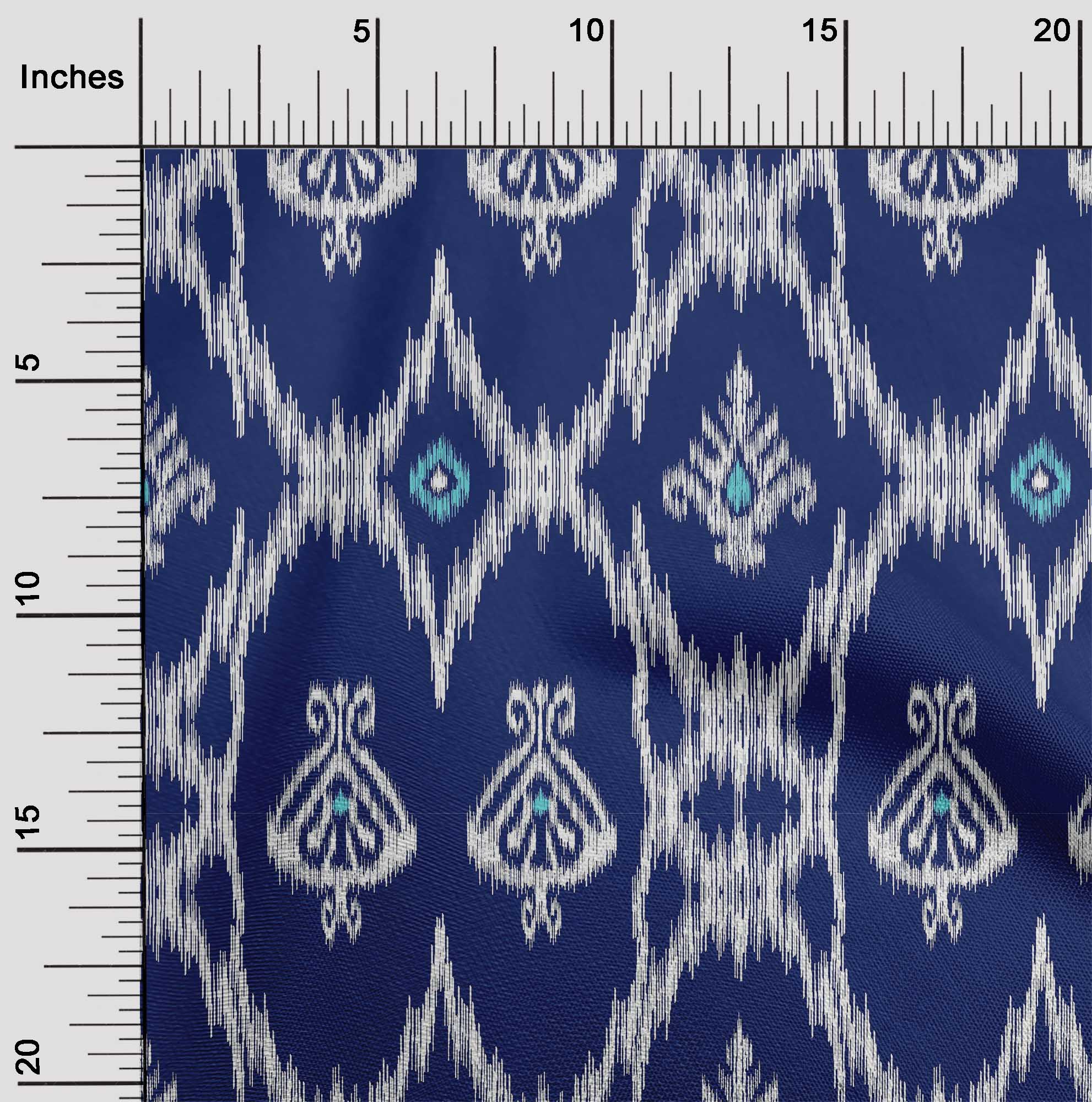 

OneOone Cotton Flex Fabric Geometric Ikat Print Тканина BTY шириною 40 дюймів 42 Inch Wide - Viscose Chiffon королівський синій колір