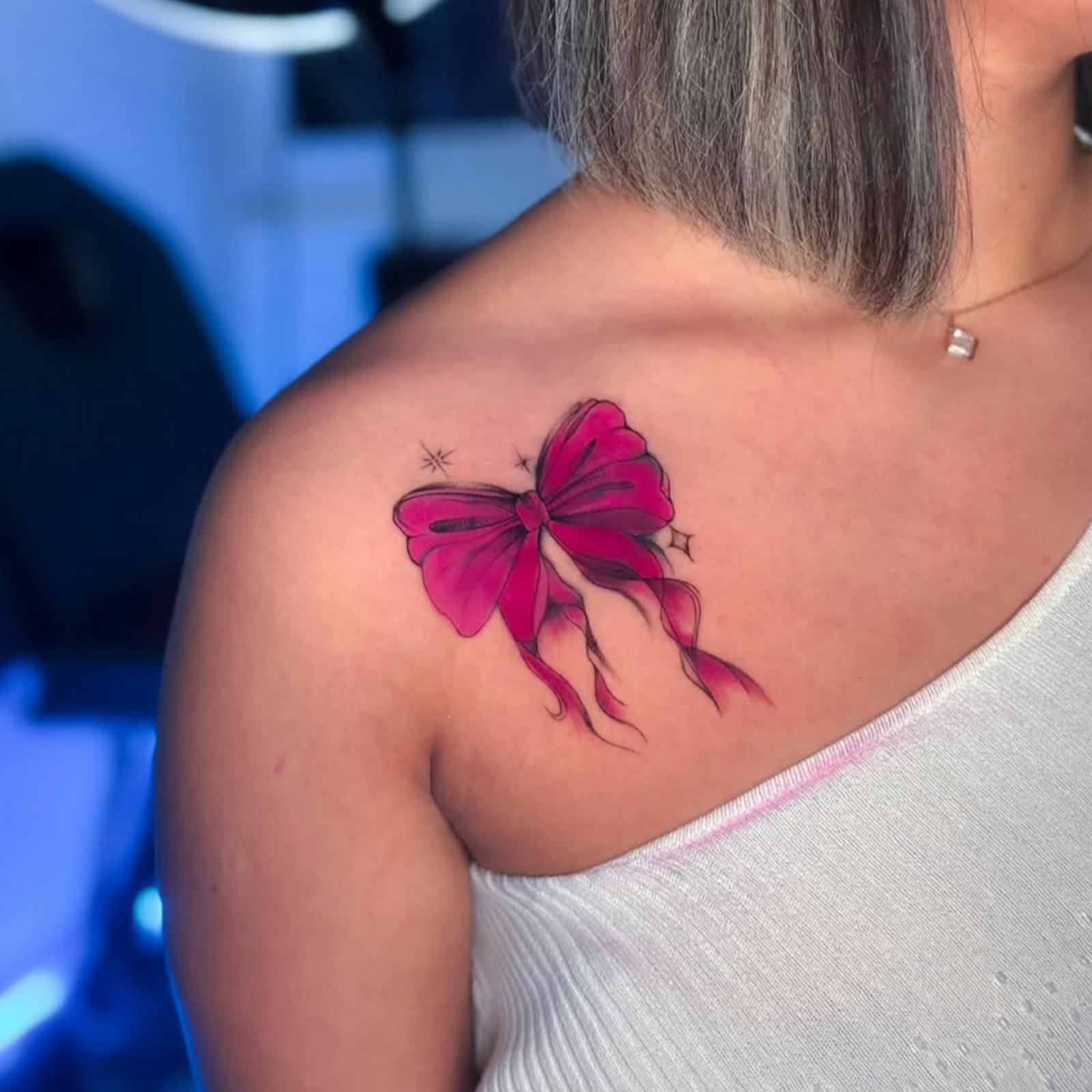 Glow Makeup Unisex Dark Premium Personality Simple Retro Bow Clavicle Tattoo Sticker
