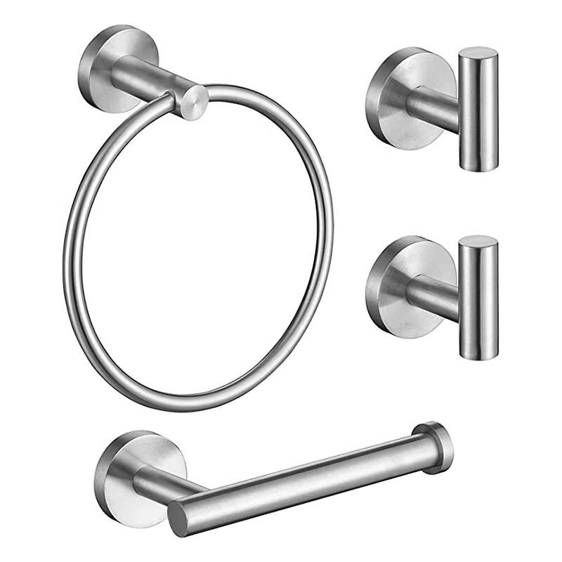 Brushed Stainless Steel Towel Bar & Hook Set