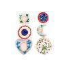 New Trendy Elegant Geometry Oil Dripping Pendant Earrings for Women Exquisite Flower Moon Drop Earrings Party Jewelry Gifts