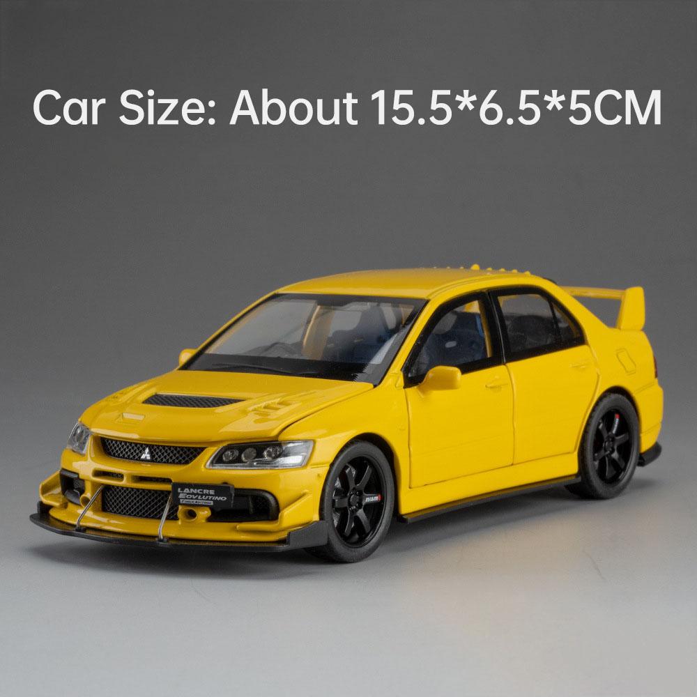 

1:32 Scale Lancer EVO IX Racing Car Model Toy Doors Opened Sound Light Cars Pull Back Shock Absorption Models Bedroom Decaration