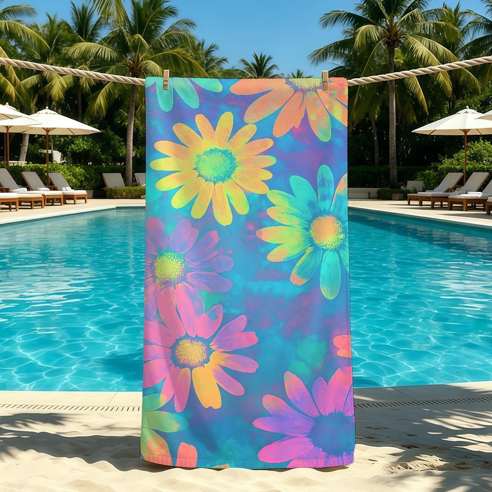 Towel For Outdoor Colorful Camping Beautiful Beach Towel Flowers Super Absorbent Quick-Drying Summer Towel