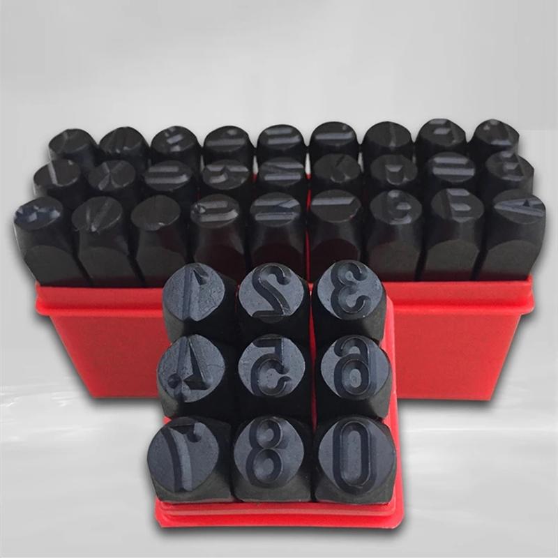 Digitální razítko s abecedou uhlíková ocel kůže kov LOGO razicí sada DIY šperky číslo písmeno razicí nástroje 2/2,5/3/4/5/6/8/10/12,5 mm