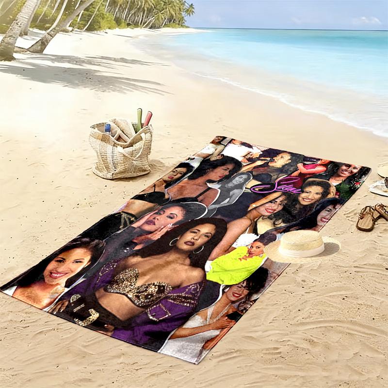 Selena Quintanilla Print Beach Towel, Large Soft Quick Dry Towel for Beach Camping Swimming