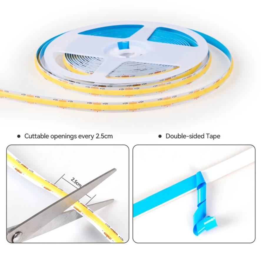 Under Cabinet Collection Display COB LED Strip Light Wardrobe Closet Lamp Penetrable Wood Door-opening Sensor Sync Control