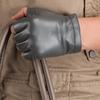 Nappaglo Short Genuine Leather Fingerless Gloves with Silk Perfect for and and Motorcycle Use Men's Lining, Summer, Spring, Fall, Commuting, Exercise,