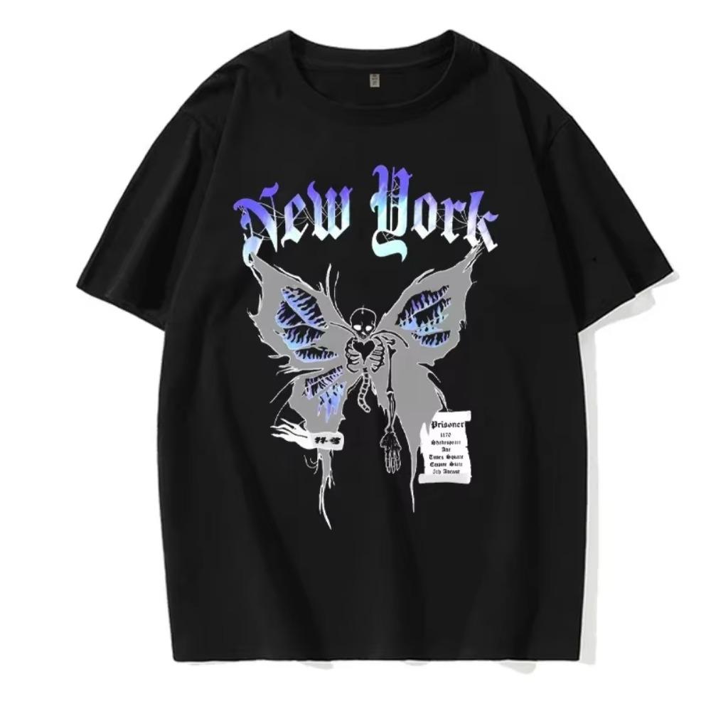 Summer Men's Fashionable Butterfly Print Casual Hip-hop Street Style Men's Round Neck T-shirt