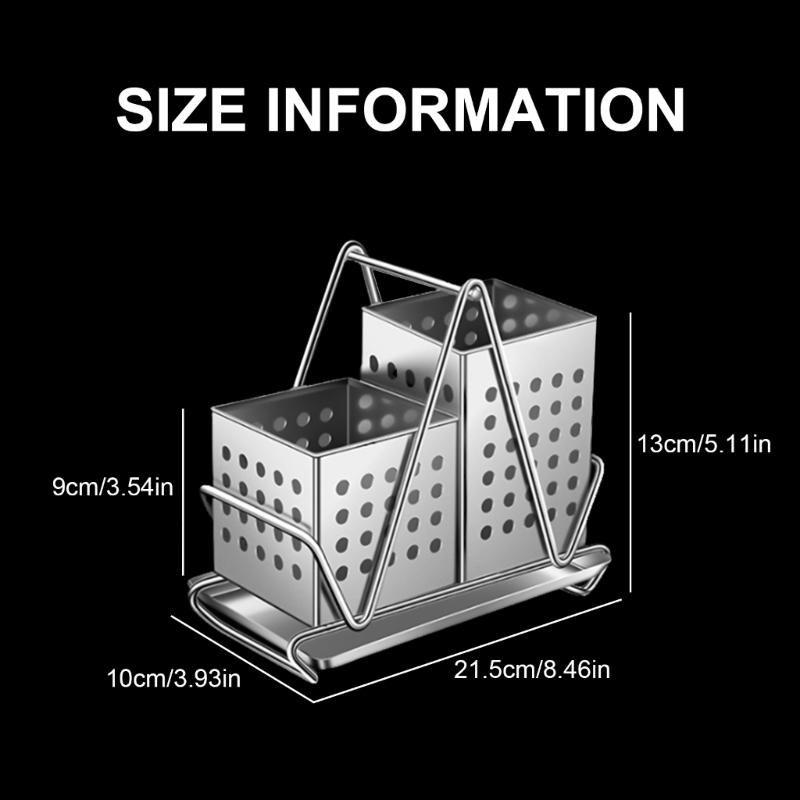 304 Stainless Steel Chopstick Storage Organizer Convenient Cutlery Drain Rack Practical Kitchen Chopsticks Holder