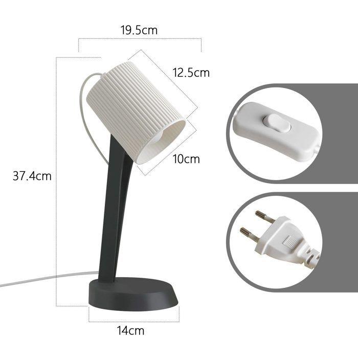 Lampe de table - NETTLIFE - Lot de 2 lampes E14 - Métal gris foncé - 37,4 cm - Style scandinave
