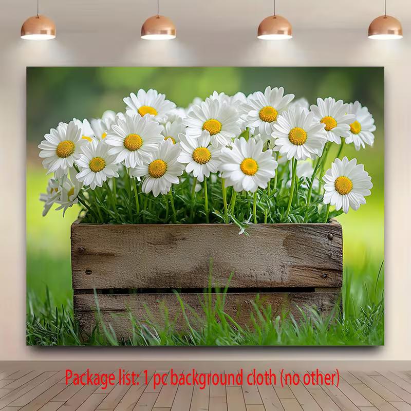 

2D Wooden Crate Daisies Background for Weddings, Bridal Showers, and Photo Shoots 47.2x31.5inch/120*80cm