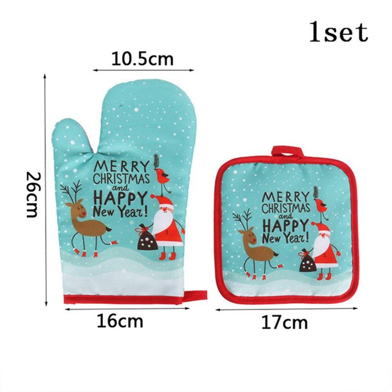 2pcs/set Baking Anti-Hot Gloves Pad Oven Oven Mitt Baking Specific Kitchen Mat Christmas