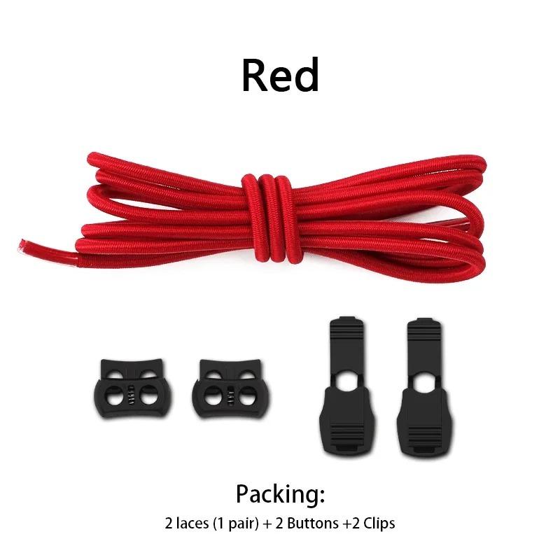 1 Pair Lock Shoelaces Elastic Sneakers Laces Without Ties Adult Kids Tennis Round Shoelaces Rubber Bands for Shoes Accesories