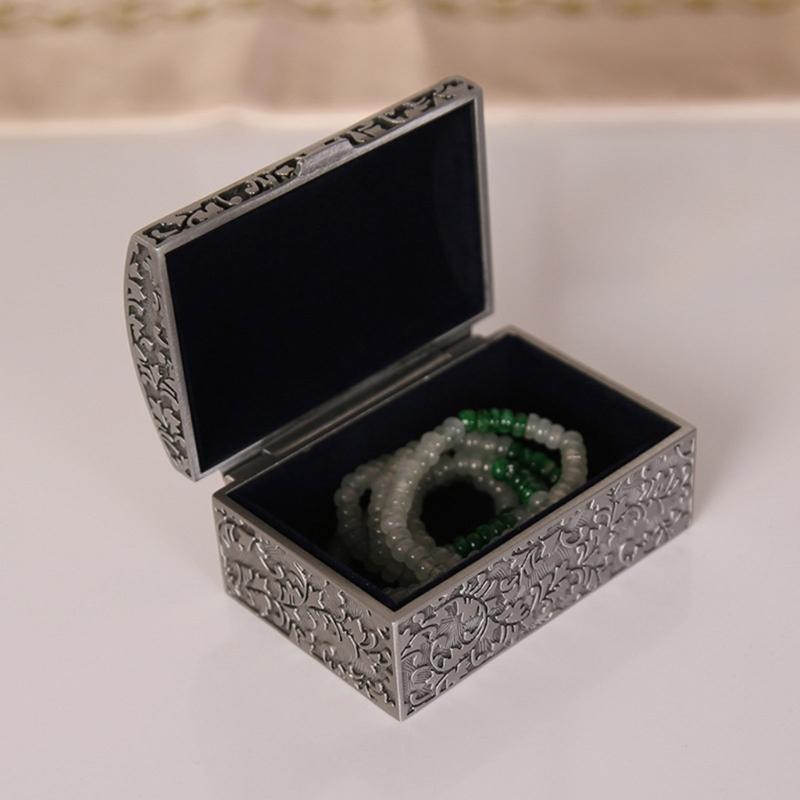 Antique Jewelry Storage Box Home Decoration Zinc Alloy Hardware Travel Friendly European Flower Carved Case